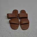 katliu Women's Flat Sandals Two Strap Slide Sandals Open Toe (7, Brown)