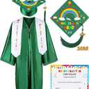 Kindergarten Graduation Cap and Gown - Kids Cap and Gown with Stole and Certificate for 2026 Preschool Graduation, Green Size 30