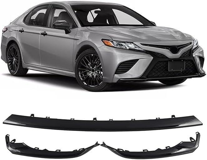 Front Bumper Lower Grille Trim Molding Fit For Toyota Camry SE XSE 2018 2019 2020,Middle & Driver&Passenger Side,3Pcs Front Lower Bumper Guard Replace For 5312233040/TO1044119,Gloss Black