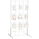 Pack of 10 Metal Grid Wall Hooks Panel Hooks Set Including 1 Pcs 24" H x 12" W Counter Top Gridwall Display Unit with T Base Floorstanding and 9 Pcs 4'' D Grid Panel for Retail Display(White)
