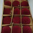 Dark Burgundy Velvet Christmas Ornaments Balls for Christmas Tree Decoration,3.15 inch Deep Red Plastic Balls Xmas Hanging Ornaments Set, Shatterproof Vine Red Flocked Christmas Ornaments for Festive