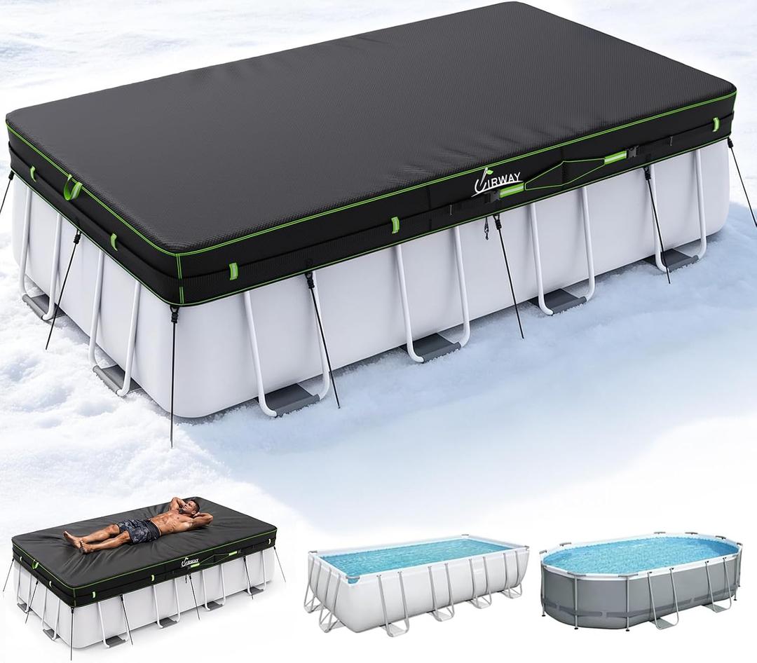 UIRWAY 500D 16x32FT Winter Pool Cover Rectangular Heavy Duty Thick Fabric