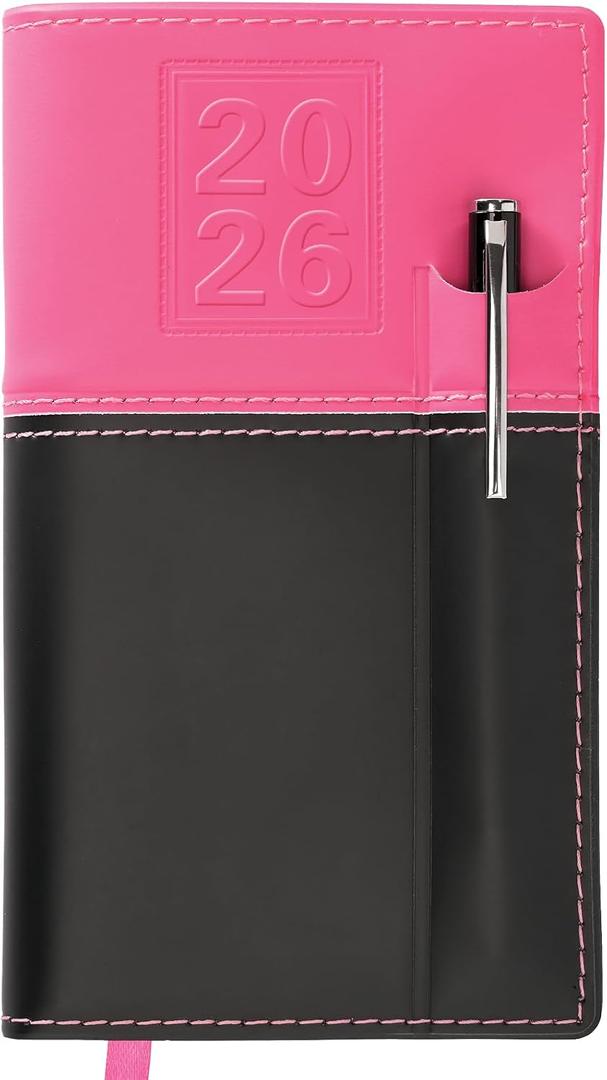 2026 Pocket Planner/Pocket Calendar and Pen, 3.5"x6": Includes 14 Months (November 2025 - December 2026) / 2026 Weekly Planner/Weekly Agenda/Monthly Calendar Organizer (Pink/Black