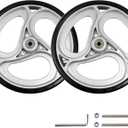 Wealrit 2 Pcs Wheels Replacement for Wheelchairs Solid 10 Inch Walker Wheels Replacement Drive Rollator Wheels Parts(Silver, 9.3 Inch)