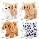 4 Pcs Interactive Dog Toys for Kids Realistic Hopping Dog Plush Electronic Walking Barking and Wagging Tail Puppy Toys for Valentines Day Classroom Kids Birthday Gift