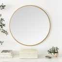 Round Mirror 29 Gold Wall Mounted Circle Mirrors Vanity Mirror with Brushed Aluminum Alloy Frame Modern Decoration for Bathroom, Living Room, Vanity, Bedroom, Entryway