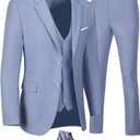 Furuyal Mens Suits 3 Piece Slim Fit Single Breasted Suits Formal Wedding Prom Tuxedo Suits Jacket Pants Lavender-L