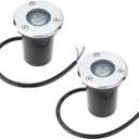 LED Underground Light Waterproof IP67 Landscape Lamp 2 Pack 3W Outdoor Buried Garden Path Spot Recessed Inground Lighting DC12V 24V (Colorful 24V