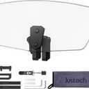 Justech Universal Motorcycle Windshield, Adjustable Wind Deflector Clip On Windshield Extension Spoiler Wind Air Deflector for Kawasaki BMW Triumph Motorbike-Transparent, Black Bracket