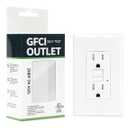 1-Pack 15 Amp GFI Electrical GFCI Outlet Self-Test Tamper Resistant (TR) Weather Resistant (WR) Ground Fault Receptacle with LED Indicator UL Listed Standard Wall Plate Included White
