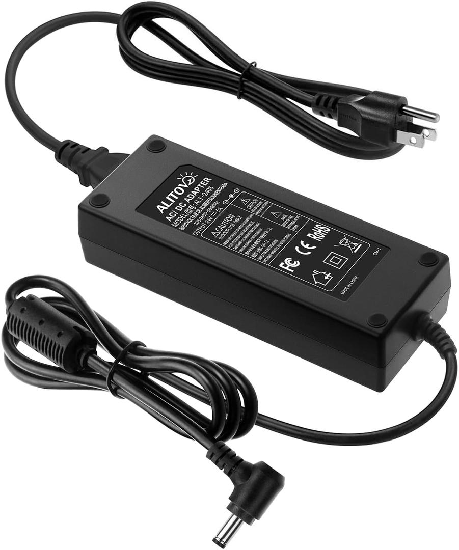 ALITOVE 24V Power Supply DC 24 Volt 5A AC Adapter 100-240V AC/DC Adapter Transformer Compatible 5 Amp 4A 3A 2.7A 2.5A 2A with 5.5 * 2.5mm/2.1mm Tip for LED Strip CCTV Camera Printer LCD Monitor