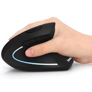 Ergonomic Mouse, LEKVEY Vertical Wireless Mouse - Rechargeable 2.4G Optical Vertical Mice : 3 Adjustable DPI 800/1200/1600 Levels 6 Buttons, for Laptop, Mac, PC, Computer, Desktop, Notebook etc, Black