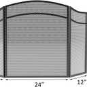 Lizh Metalwork 3 Panels Fireplace Screen with Arch Frame Simple Design 48"(L) x 29"(H),Black