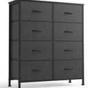 OLIXIS 8 Drawer Storage Dresser with Wood Top - Wide Fabric Chest Organizer for Bedroom, Closet, Living Room,Tower Cabinet, TV Stand, Hallway Entryway Furniture,Grey