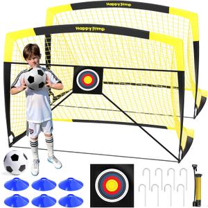 Happy Jump Soccer Goal Pop Up Foldable Soccer Net for Backyard 7'x5', 2 Set
