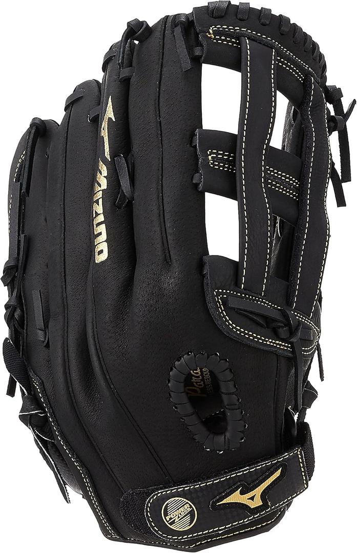 Mizuno Adult Premier Series Slowpitch Softball Glove (13", Black-Gold H Web)
