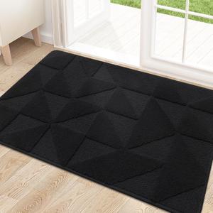 OLANLY Door Mats Indoor, Non-Slip, Absorbent, Dirt Resist, Entrance Washable Mat, Low-Profile Inside Entry Doormat for Entryway (32x20 inches, Black)