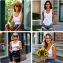Womens Tank Tops 2 Pack Summer 2025 Basic T-Shirts Crew Neck Loose Fit Cami Shirts Sleeveless Outfits (Blue, L)