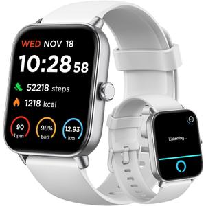 Gydom Smart Watches for Women Men [Alexa Built-in, 1.8"] Smartwatch with Heart Rate/SpO2/Sleep/Stress, 101+ Sports Modes, IP68 Waterproof, Pedometer Fitness Tracker for iOS Android Phones, White