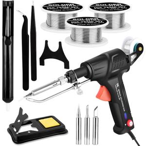 Soldering Gun Kit, Upgrade 120W Adjustable Temp Multi-Function Soldering Iron Set, Soldering Iron Kit for Electronics Welding Repair (11-Piece Set) (Black)