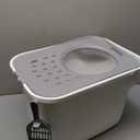 IRIS USA Cat Litter Box, Large Cat Box Enclosure, Top Entry with Litter Catching Lid, Enclosed with Scoop, White/Gray (White w/ Scoop)