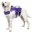 Dog Harness for Large Dogs Heavy Duty, No Pull Tactical Dog Harness with Molle System, Easy On and Off Service Dog Vest, Breathable Padded, Adjustable Reflective Pet Vest for Walking Hiking Training