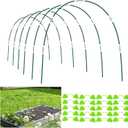 Garden Hoops for Raised Beds, 36 Pcs Diameter 7 mm 8 ft Greenhouse Hoops Grow Tunnel with 24 Pcs Clips, Fiberglass Garden Hoops Frame for Garden Netting, Plant Row Cover, Shade Cloth