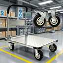 Heavy Duty Steel Platform Truck, 2000 Lbs, 43" x 26", 6" Swivel Casters, Industrial Cart for Warehouse