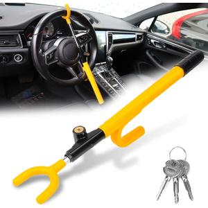 Car Steering Wheel Lock Anti-Theft Device - MIRUNNY Security Steering Wheel Lock with Adjustable Length for Trucks Vans SUVs
