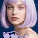 FSLLZCJY Light Purple Bob Wig with Heart Sunglasses - Heat-Resistant, Synthetic Fiber, Adjustable and Natural Looking