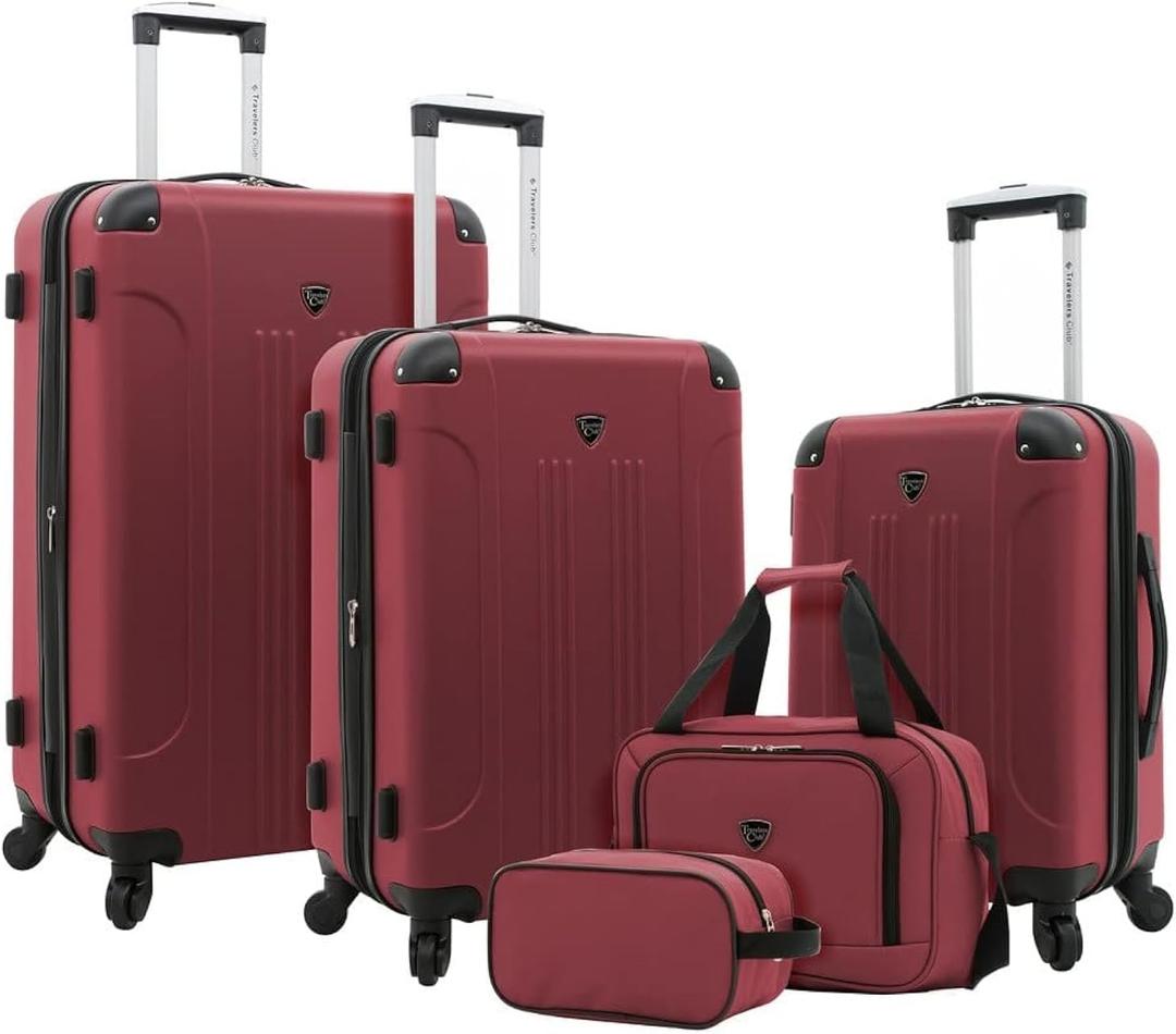 Travelers Club Chicago Hardside Expandable Spinner Luggage, Apple Butter, 5 Piece Set