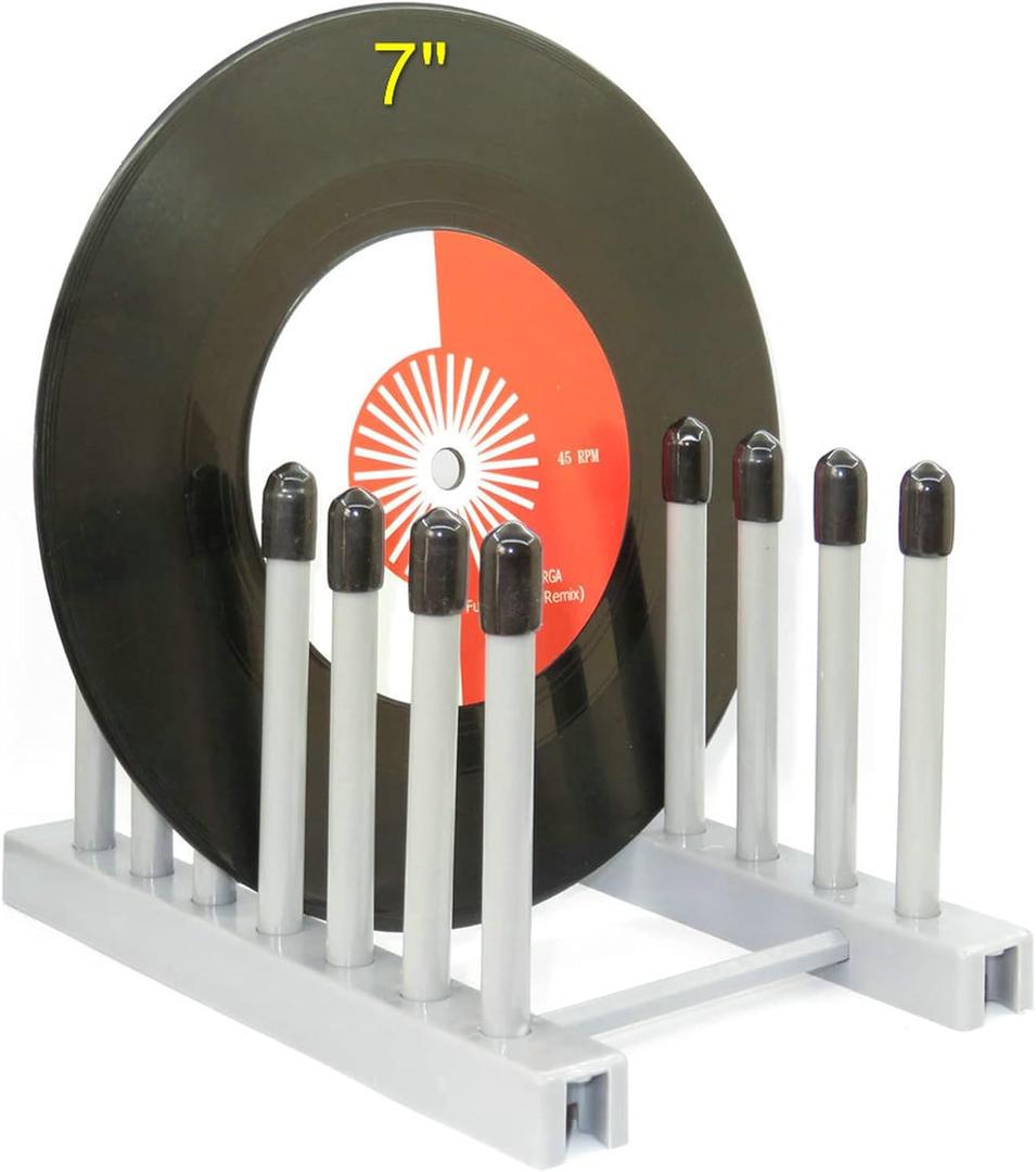 Vinyl Record Storage Holder Stand Rack , CD Display Stand, Cleaning device drying rack, Desktop Magazine Rack Record Storage Shelf - With Silicone rubber top (No scratches) - for 12" and 7" Records