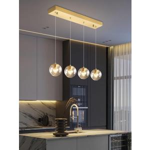 ykolupty Chandeliers for Dining Room Gold Dining Room Lights Fixture Over Table Glass Globe Pendant Lights Kitchen Island Adjustable Hanging Lamp Ceiling for Bedroom Entryway Foyer
