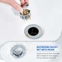 Chrome Bathroom Sink Faucet 2 Handles with Pop up Drain - Waterfall Bathroom Faucet Set 4 inch 2 or 3 Holes Centerset Mixer Tap Faucet with Supply Hoses for Bathroom Vanity Sink Vessel Basin