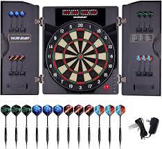 Electronic Dart Board LED Electric Digital Dart Boards for Adults with Cabinet with 12 Soft Tip Dartboard Set
