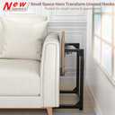 Tv Tray Table, 8-Level Adjustable Height Couch Side Table90 Tilt Angle Adjustments C-Shaped End Table, with Phone & Tablet Slot Sofa Computer Desk for Couch, Sofa, Bed, Chair, Living Room (Brown)