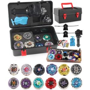 Battling Top Toy Set 12 Spinning Tops 3 Launchers Metal Fusion Gyro Game with Portable Storage Box Gift for Kids Children Boys Ages 6+