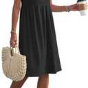 AUSELILY Women's Summer Short Sleeve Knee-Length Dresses Round Neck Loose Dress with Pockets 2026 New (L)