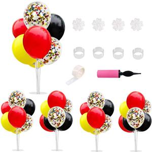 TONIFUL Mouse Birthday Table Decorations Red Yellow Black Table Centerpiece Balloons Stand Holder Kit for Mouse Theme Favor Baby Shower Kids Party Supplies (Black Red Yellow)