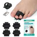 TASZOOS Hammer Toe Straightener Corrector for Women & Men - 4 Pcs Broken Toe Wraps Splint Relief for Curled, Hammer, Crooked, Broken Support (Black) (One Size)