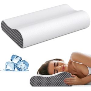 Cervical Neck Pillow for Pain Relief, Contour Memory Foam Pillows Ergonomic Pillow for Sleeping Bed Pillow Neck Support with Cooling Pillowcase Orthopedic Pillow for Side Back Sleepers (Light Grey)