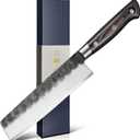 7 Inch Nakiri Knife, Black Forged Japanese Cleaver Knife Chefs Knife with High Carbon Stainless Steel, Japanese Nakiri Knife with Full Tang Pakkawood Handle, Christmas Gift with Premium Box