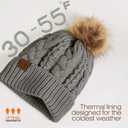 WOOH Womens Beanies for Winter,Knit Hat with Faux Fur Pom Pom Beanie for Women,Warm Fleece Lined,Less Static