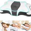 Memory Foam Pillows, Cervical Pillow for Neck and Shoulder Pain Relief, Ergonomic Contour Bed Pillow, Soft for Side Sleep Stomach Sleeping and Back Sleeper (Queen Size-24.8''Lx14.96''Wx5.78''H, Grey)