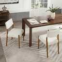KISLOT Upholstered Dining Chairs Set of 2, Solid Wood Armless Kitchen Chairs with Soft Polyester Fabric, Modern Dining Room Seating, Linen