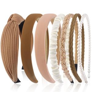 AHONEY 7 Pack Headbands for Women Girls Headbands Trendy Non Slip Hairbands Fashion Hair Accessories Multi-style Headband Pack Diademas Para Mujer (Neutral)