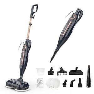 DEVOAC VM6 Scrubbing Steam Mop with Rotating Mop Pads, 10 in 1 Steam Mop, Lightweight Spin Mop & 3 Steam Modes for Hard Floor Laminate Marble Floors (Ink)