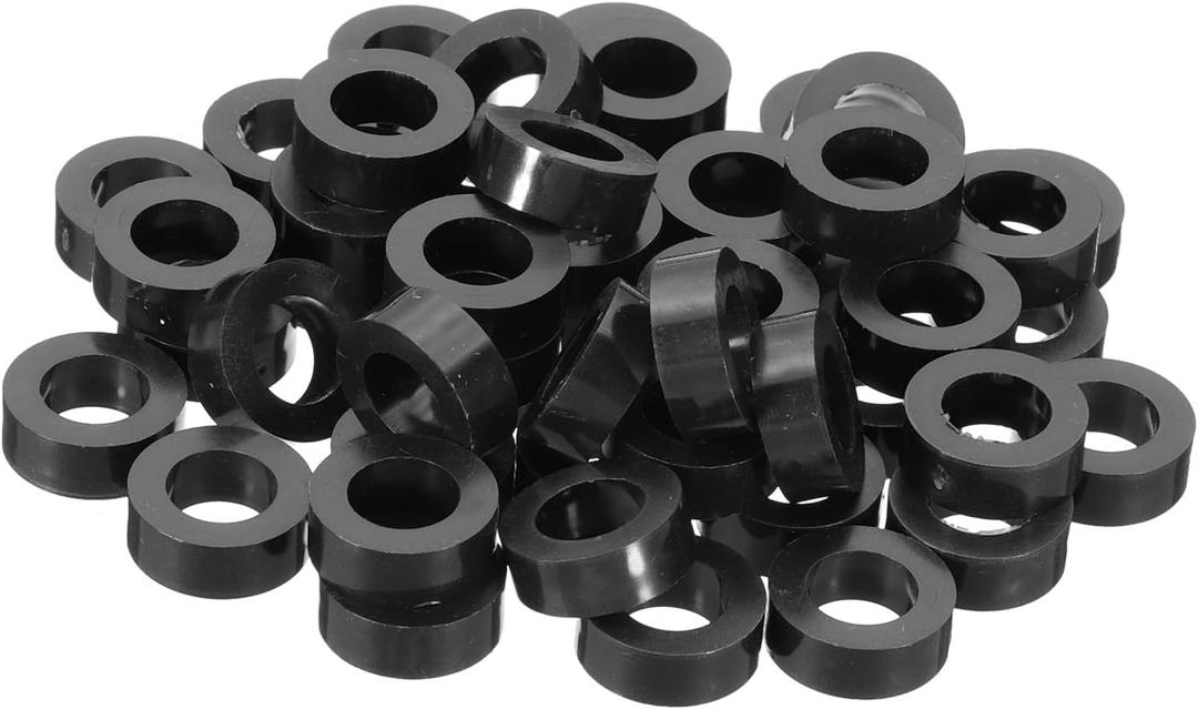 PATIKIL 120Pcs M8 ABS Spacers 5/16" ID x 9/16" OD x 3/16" L Plastic Round Spacer Washers Black Standoff Nut Unthreaded for M8 or 5/16 inch Screws Bolts Electrical Outlet