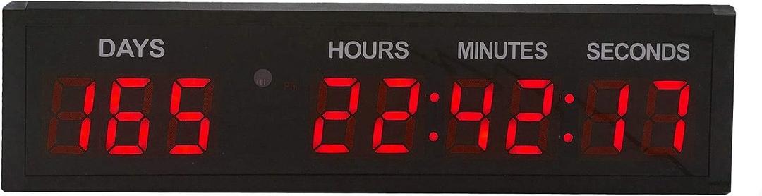 LED Countdown Clock Safety Event Timer with Remote and Buttons for 1.8'' 9 Digits