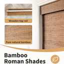 Cordless Bamboo Roman Shades 29x64in, Light Filtering Bamboo Blinds for Indoor Windows, Office, Bathroom and Living Room, Privacy Teak.